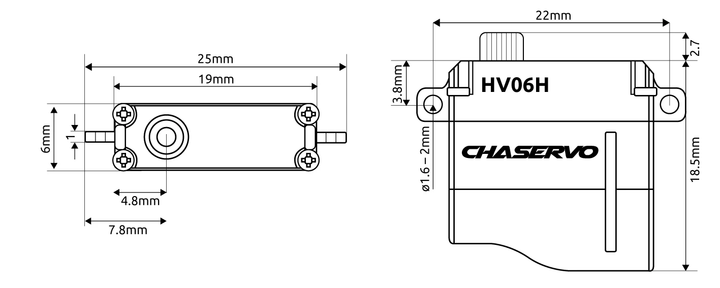 CHA HV06H Wing Servo - 2.4Kg.cm 0.05s 5.8g 6mm CHA HV06H Wing Servo - 2.4Kg.cm 0.05s 5.8g 6mm -MKS Sales Store cha hv06h wing servo 2 4kg cm 0 05s 5 8g 6mm 100