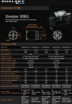 DualskyXM3036EG-11 1370 RPM/V 89g Cased Outrunner -MKS Sales Store dualsky xm3036eg 11 1370 rpm v 89g cased outrunner 40
