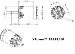 XPower F2919/10 Light 1480 RPM/V 83g Cased Outrunner -MKS Sales Store xpower f2919 10 light 1480 rpm v 83g cased outrunner 40